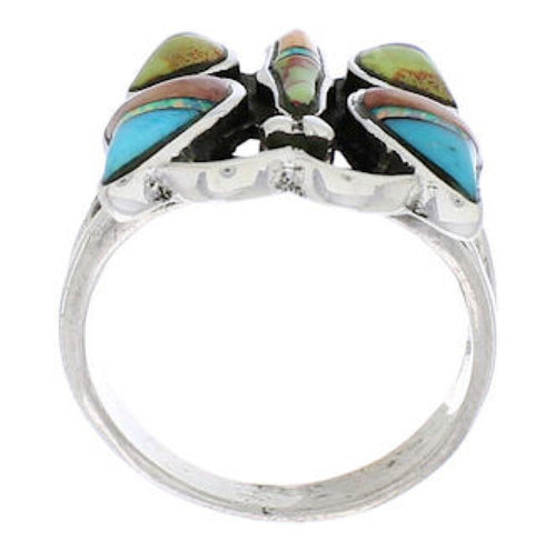 Multicolor Southwestern Silver Butterfly Ring Size 6 EX61246